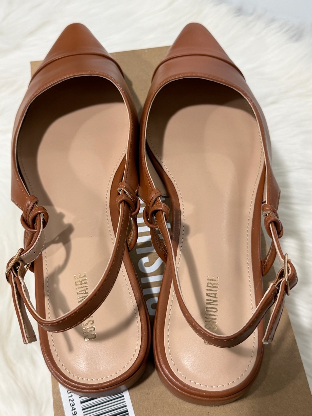 Cushionaire Women's Tan Pointed Slingback Womens Flats 9.5 - Picture 4 of 12